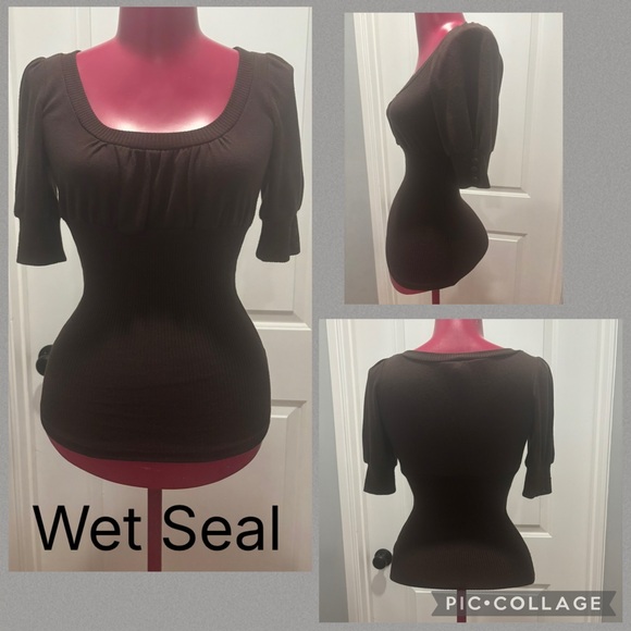 Wet Seal Chocolate Brown Ribbed knit sweater size Medium - Picture 1 of 8